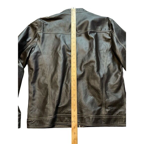 Cafe Racer Brown Leather Jacket Sz Large - Picture 5 of 7